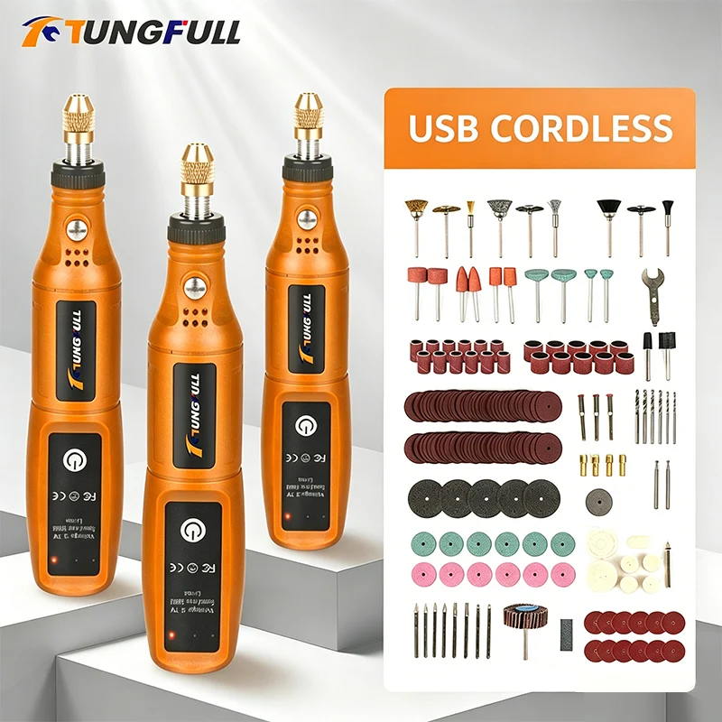 Workshop Tools Diy - Mini-meuleuse électrique sans fil rechargeable TUNGFULL,