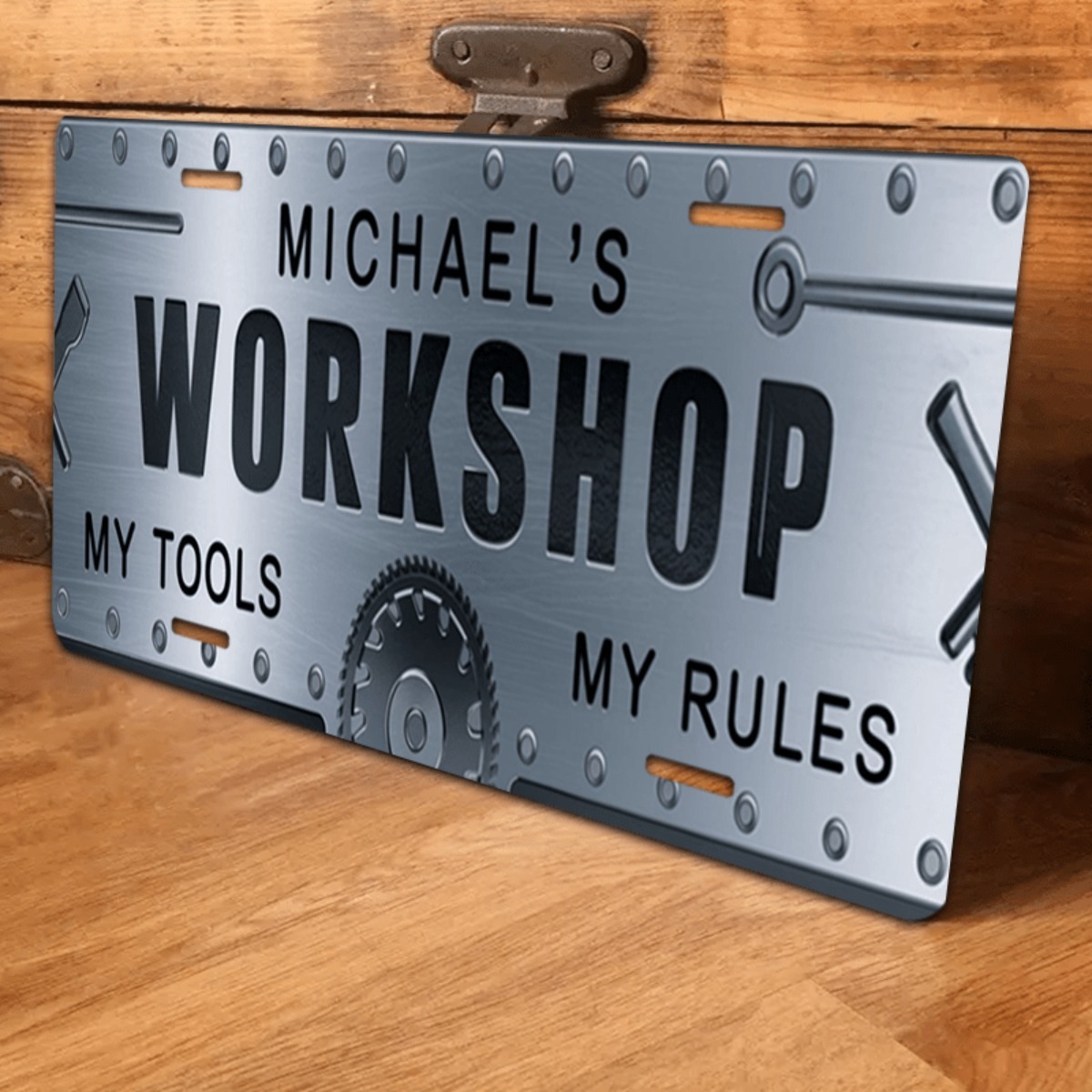 Workshop Tools And Names - Plaque en aluminium personnalisée avec nom,