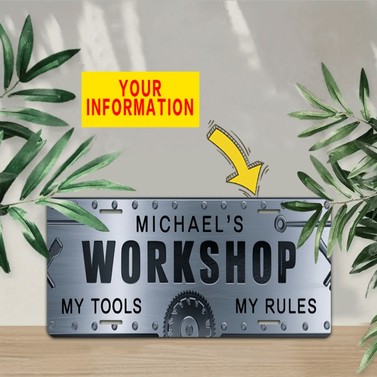 Plaque en aluminium personnali - Workshop Tools And Names avis et prix